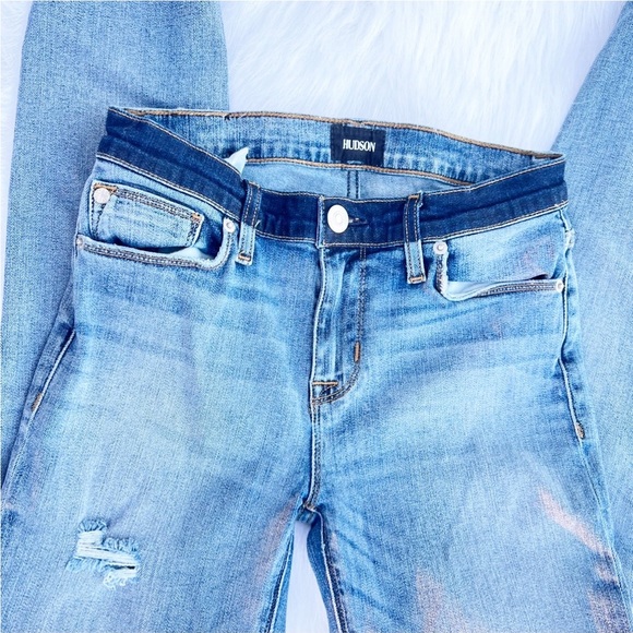 Hudson👖Nico Crop Skinny Distressed Hem Designer Denim Jeans - Picture 4 of 8